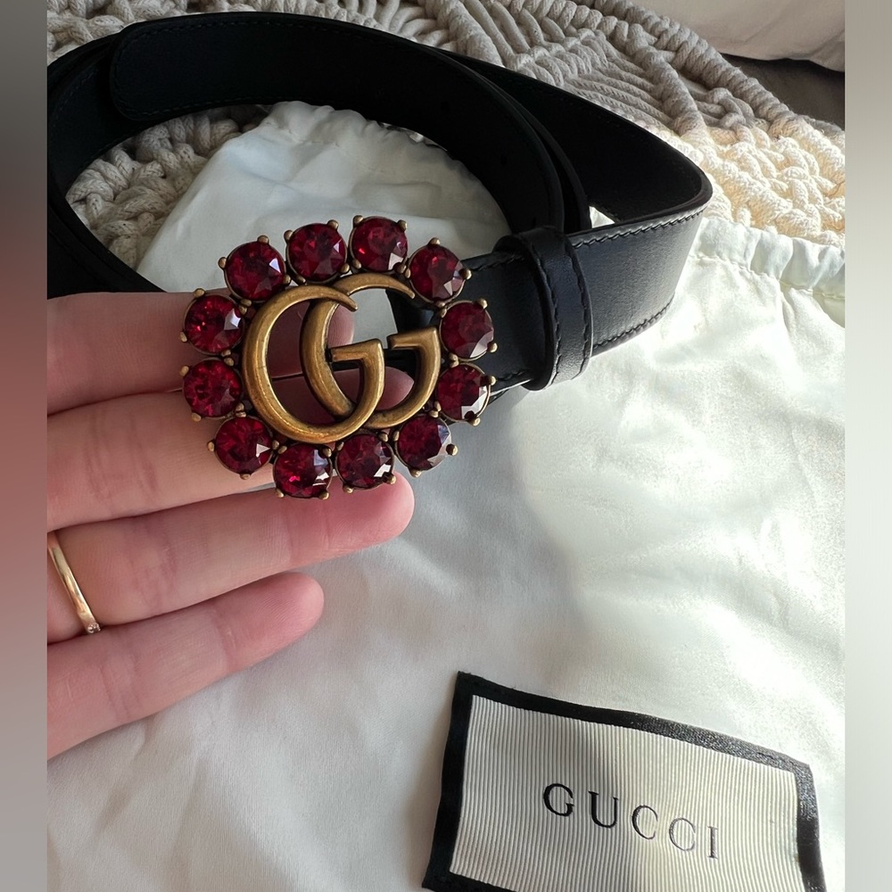 Gucci calfskin crystal double G size 38